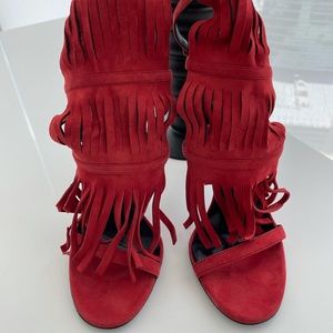 Gucci Fringe Heels Red 37.5